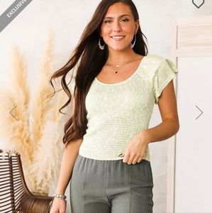 Willow and Root Buckle mint green top